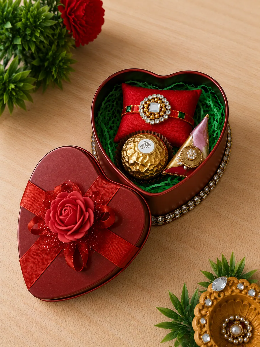 Crimson Heart Rakhi Hamper