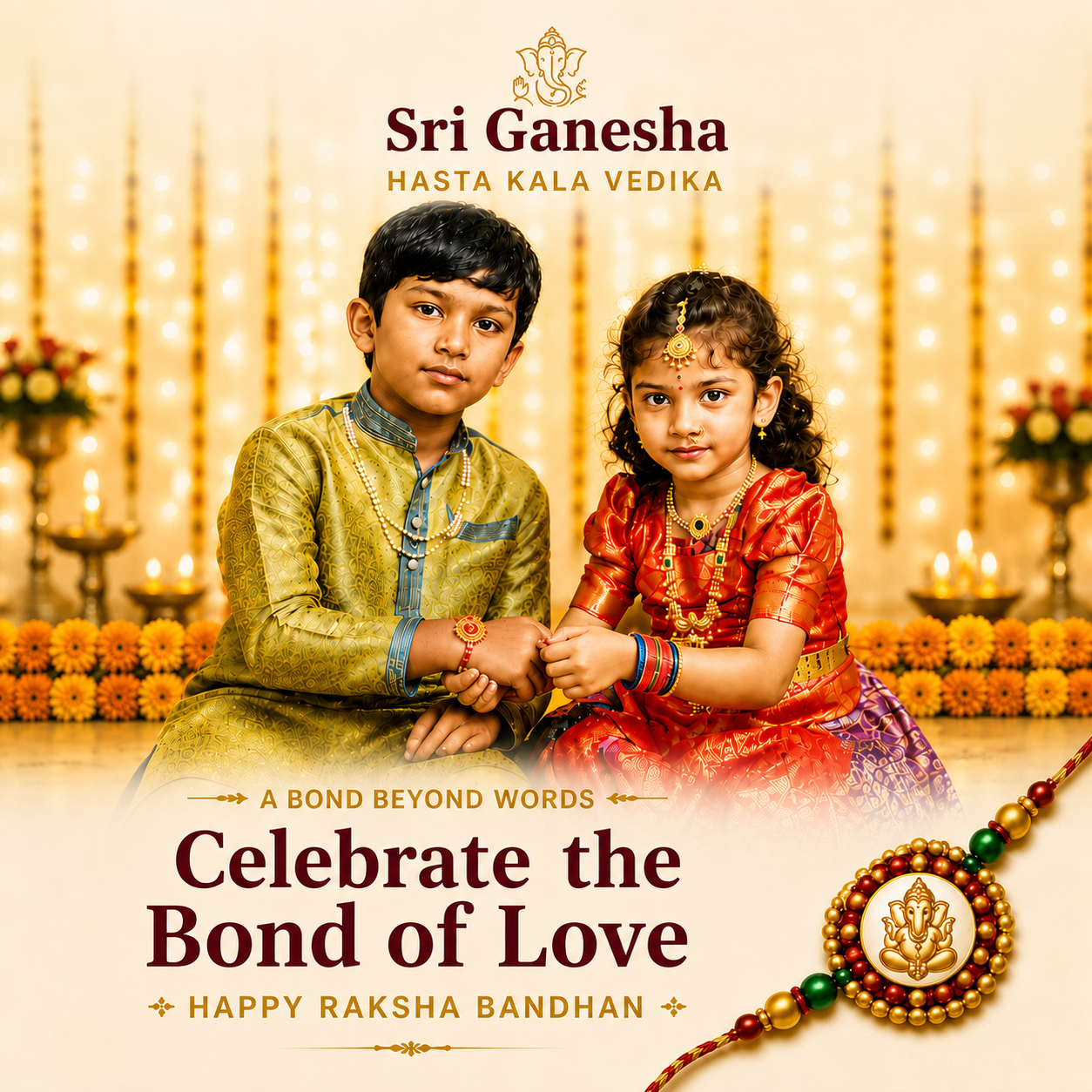 A brother and sister celebrating Raksha Bandhan